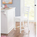 Solid Wood Ladder Back Counter Stool, Seat Height: 22.5 inch, Set of 2, White Finish R790822