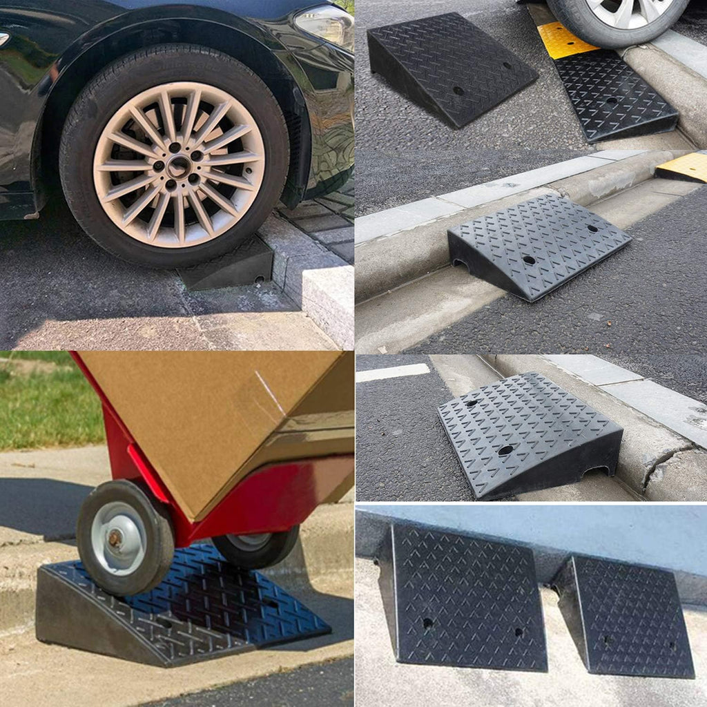 5.9'' Rise Rubber Curb Ramp 10 Tons Car Slope Ramp 5.9 x 15.7 x 18.7in P5795