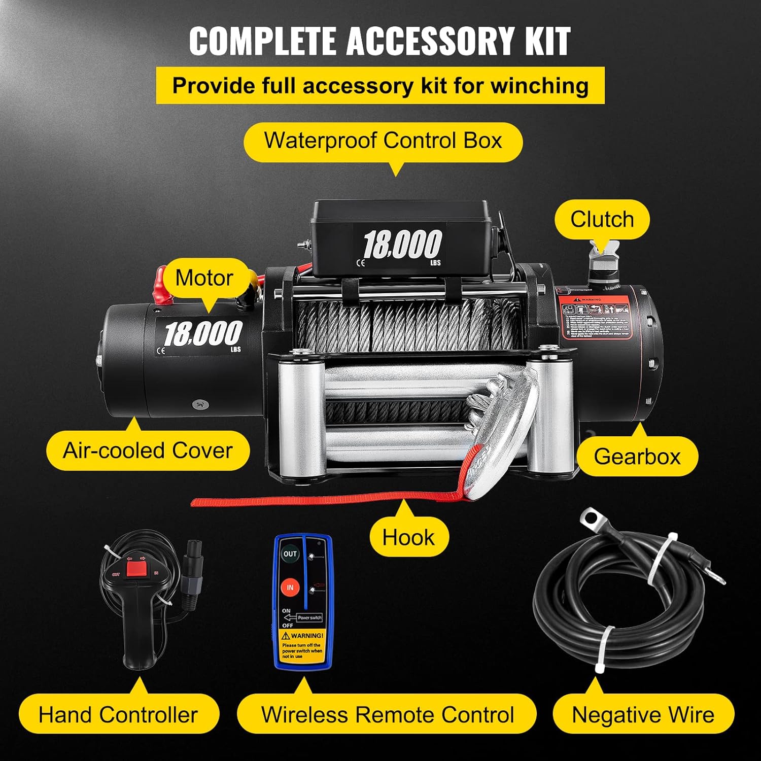18000lbs 12V Electric Winch with Wireless Remote Control C6576