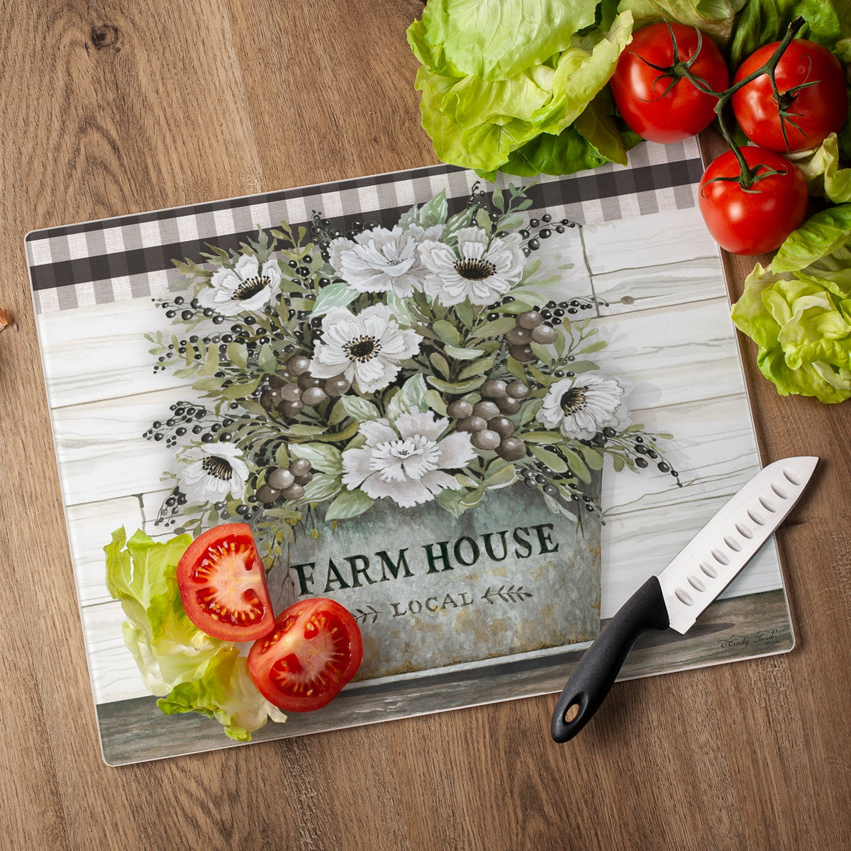 Vintage Farmhouse Glass Cutting Board 15" by 12" I24721