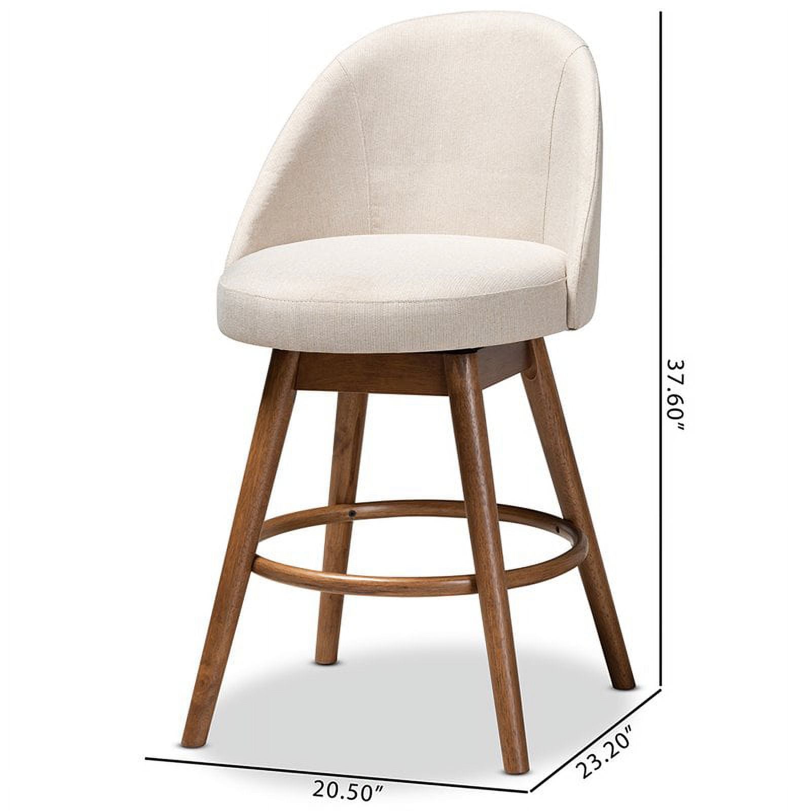 Mid Century Upholstered Swivel Counter Stool in Walnut (Set of 2) R814