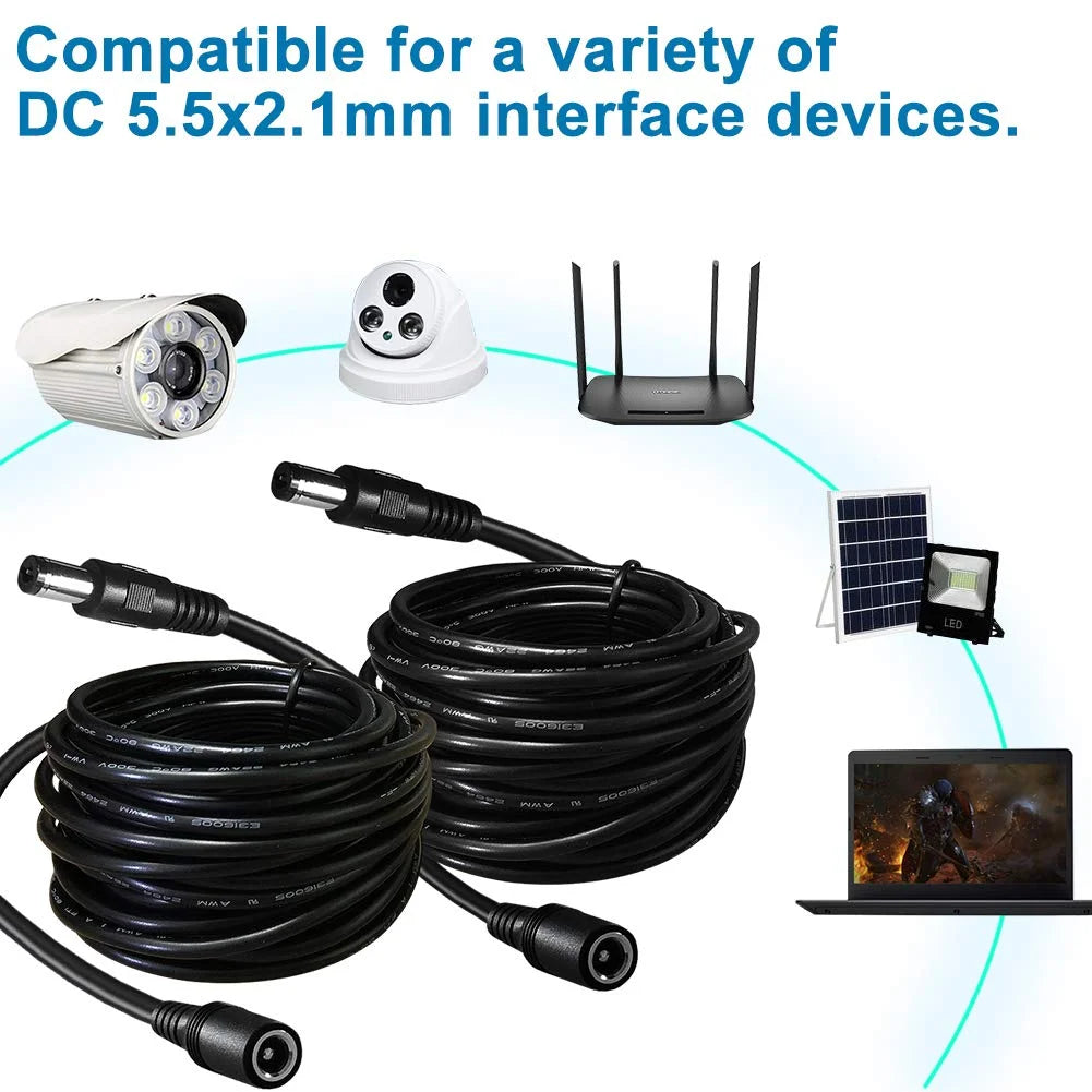 3ft DC Extension Cable 5.5mm x 2.1mm Male to Female Power Cord A695760