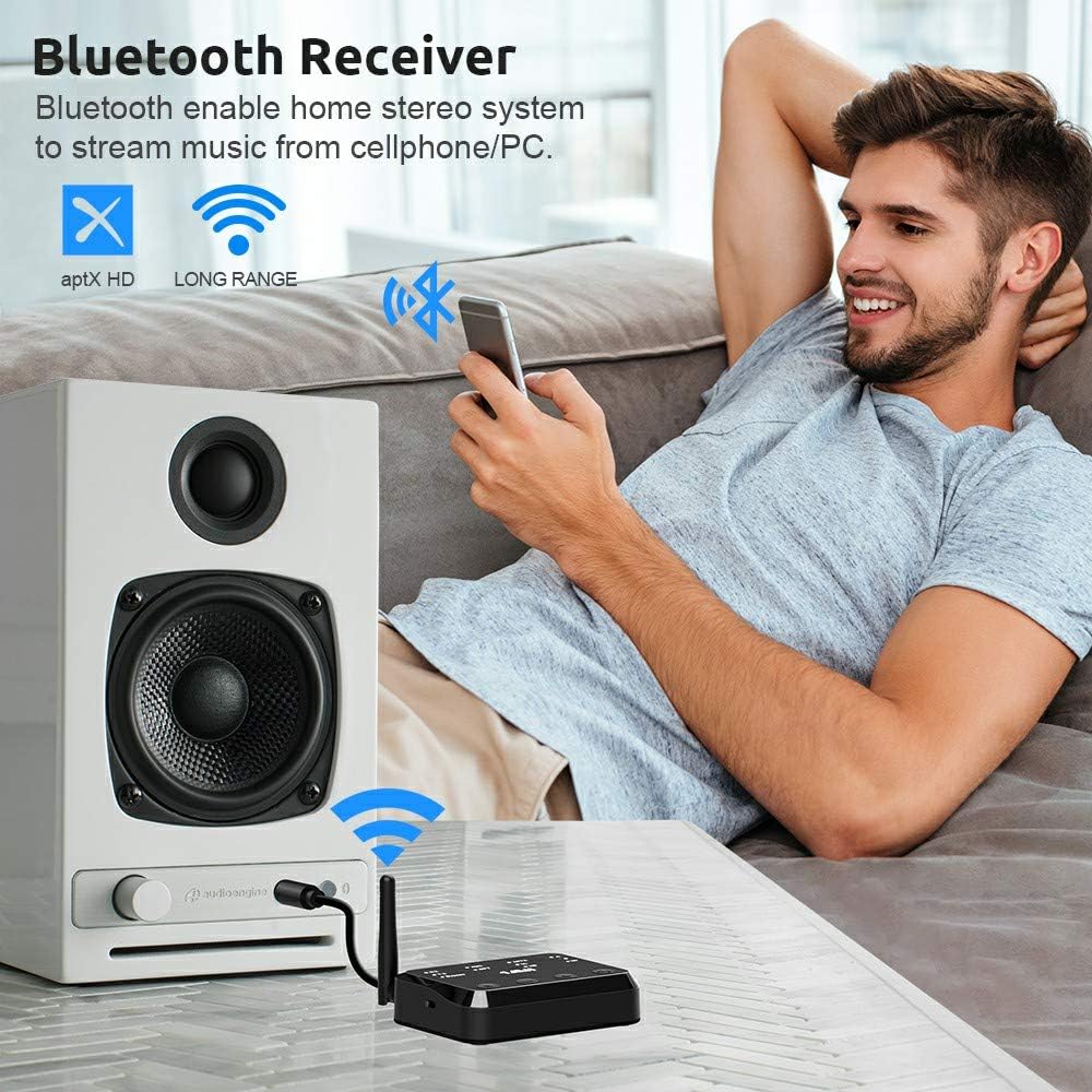 Bluetooth 5.0 Transmitter Receiver for TV, Built in Battery Audio Adapter, Pack of 2 Z9590