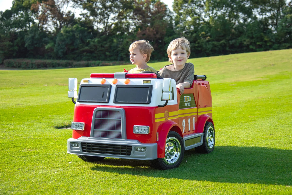 24V 2-Seater Ride-on Fire Truck with Remote Control, LED Lights, Water Gun X3574