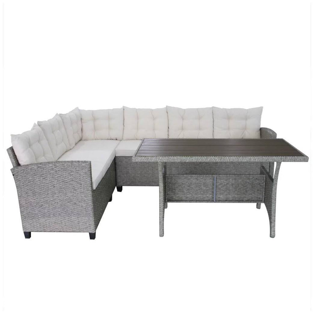 Gray Poly Rattan Garden Corner Sofa Set 12 Piece U2733