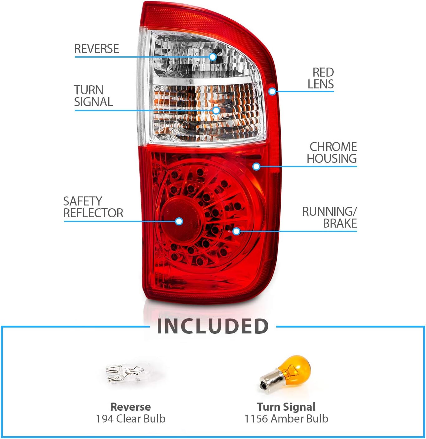 Red LED Replacement Tail Lights Pair W378