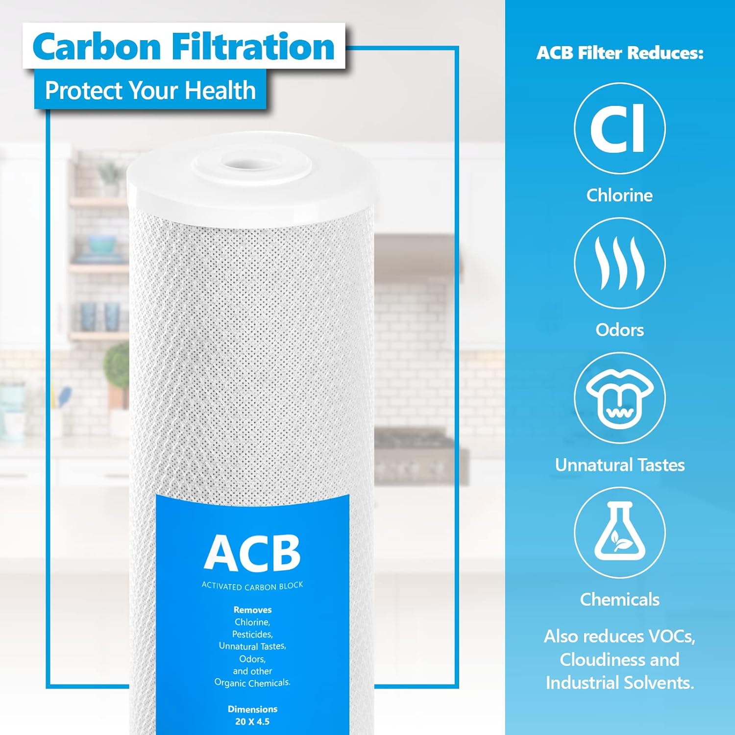 10 Pack Activated Carbon Block Water Filter 4.5" x 20" B855492