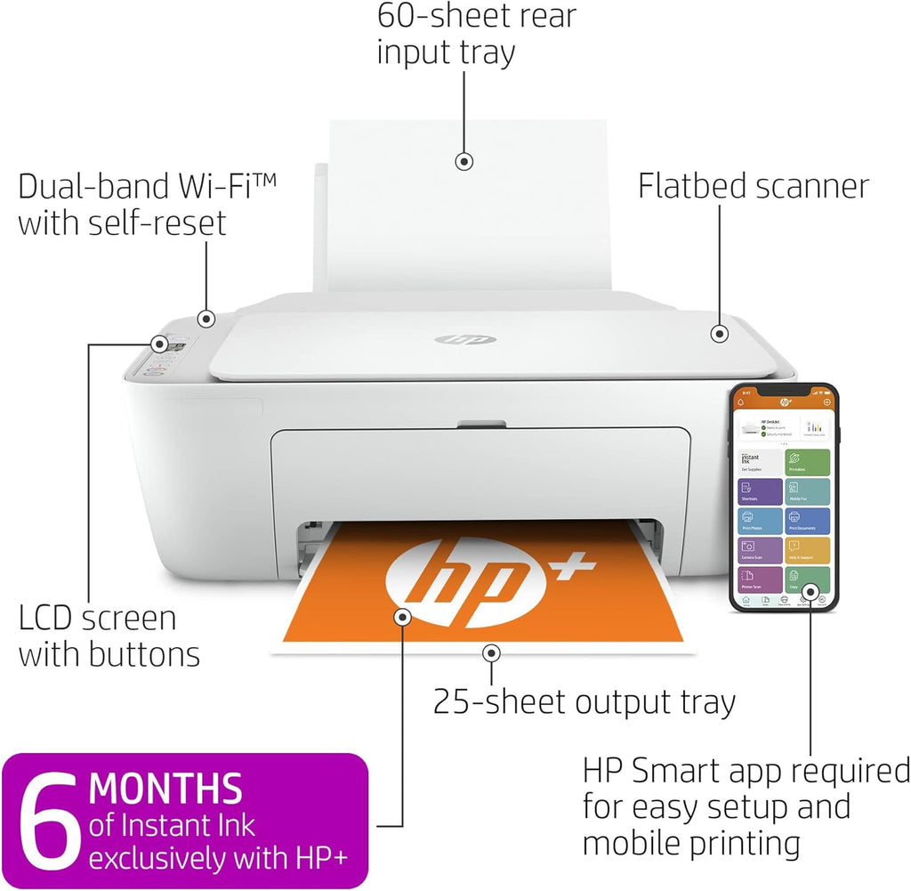 HP DeskJet 2752e All-in-One Wireless Color Inkjet Printer, White X52342