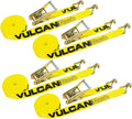 2 Inch x 15 Foot Ratchet Straps with Wire J Hooks, 4 Pack, Yellow H2647