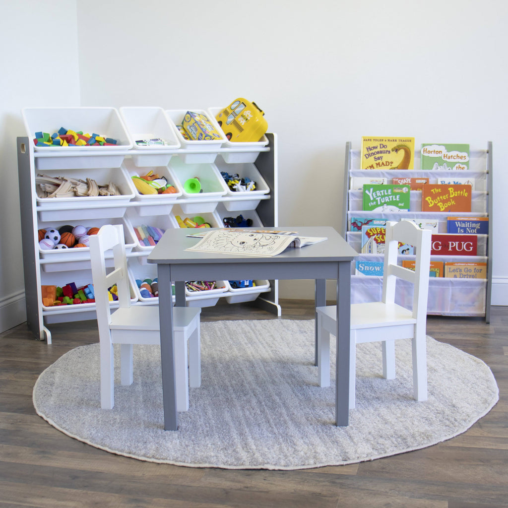 16 Storage Bins Toy Organizer, Grey/White R91889