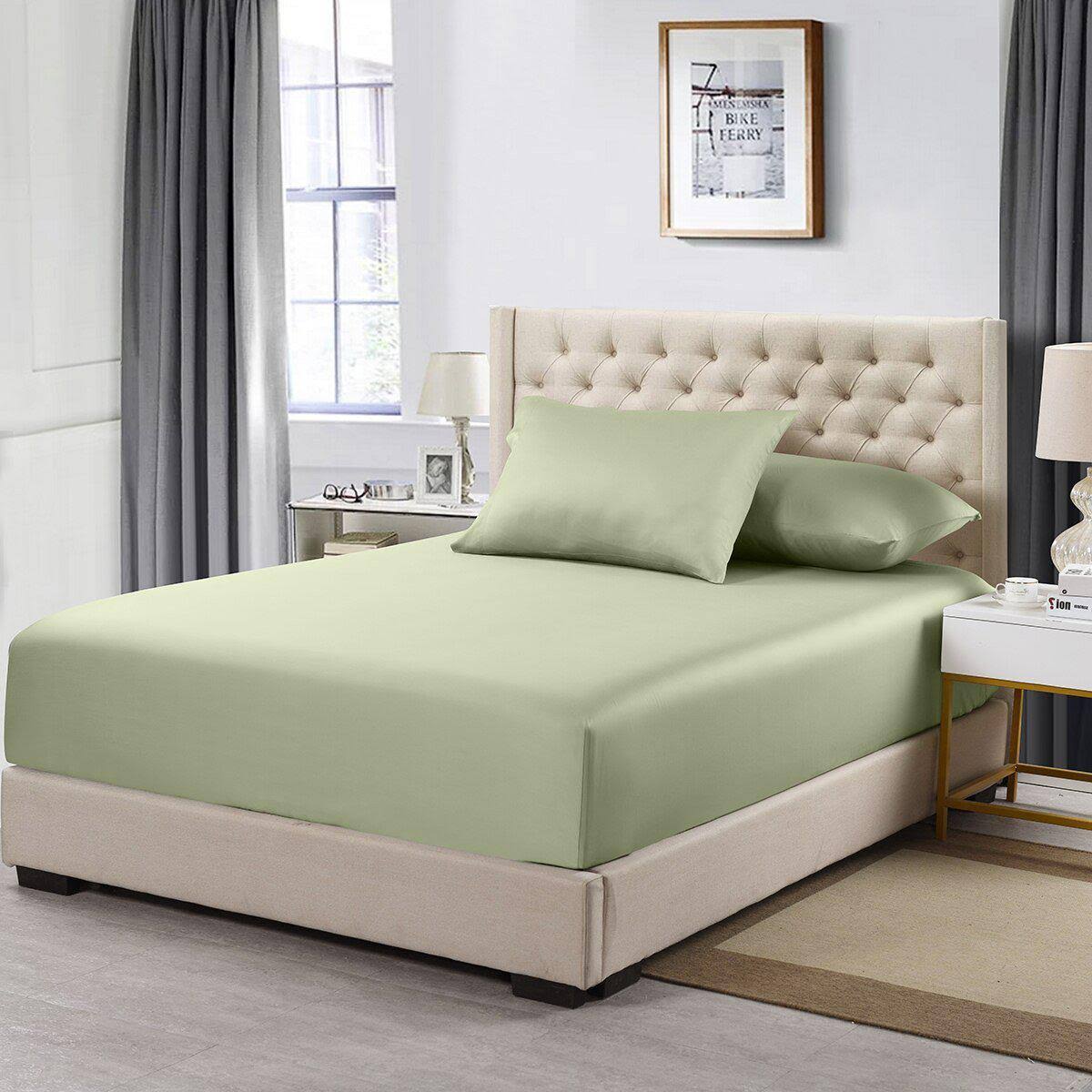 608TC 100% Cotton Split Top California King Fitted Sheet A89825