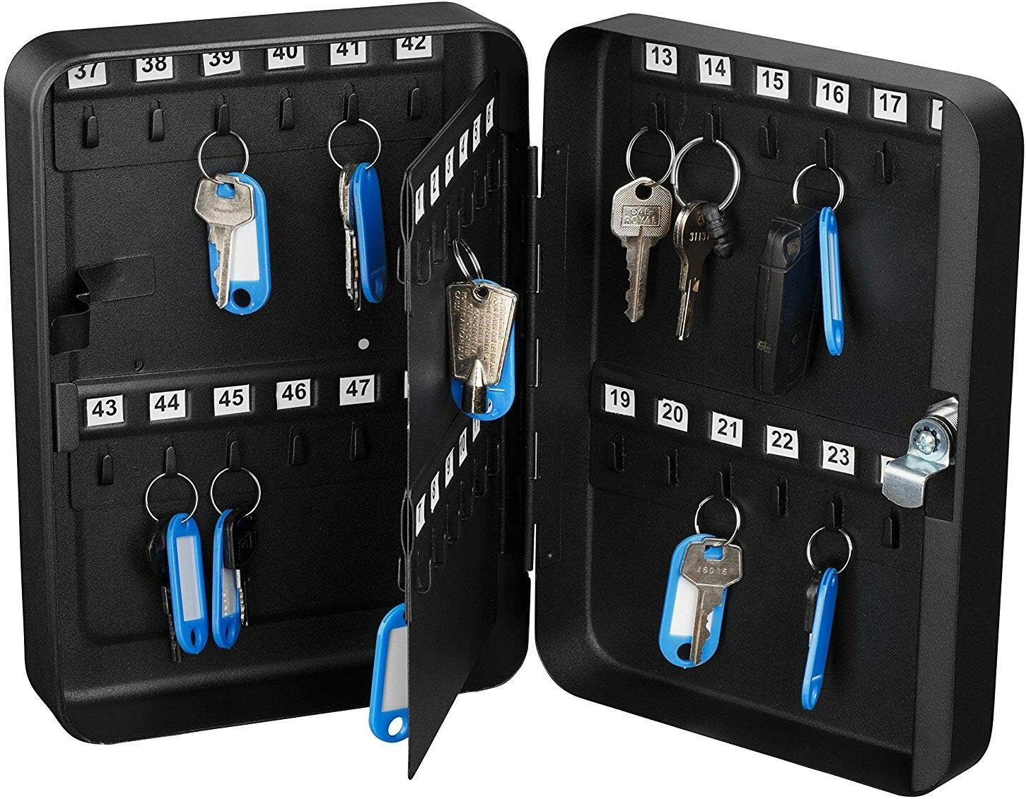 28 Key Lock Box Steel with Combination Lock, Wall Mounted Black Key Cabinet, Pack of 2 O480445