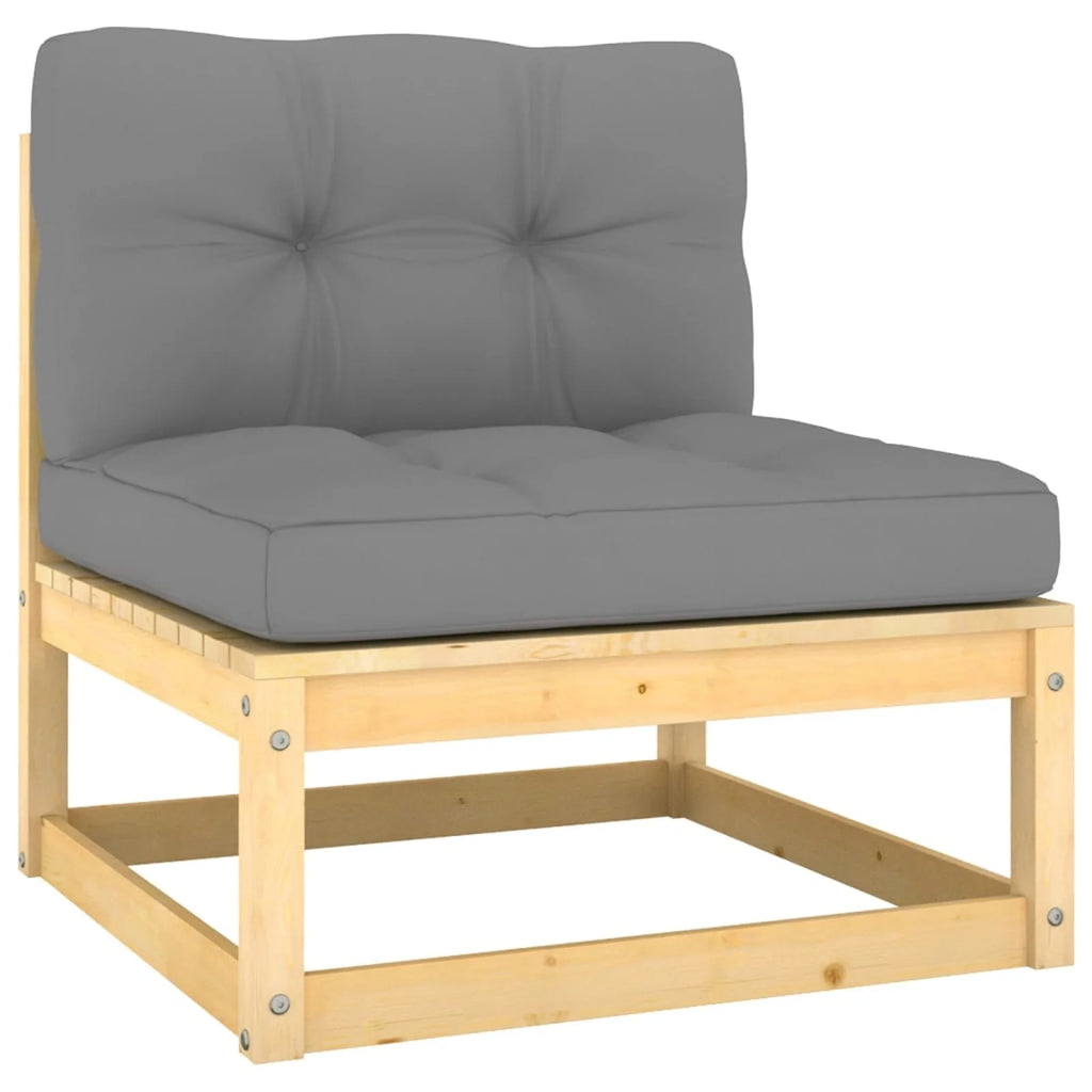 4 Piece Patio Lounge Set with Gray Cushion Pinewood Sectional Outdoor Furniture Set V679482