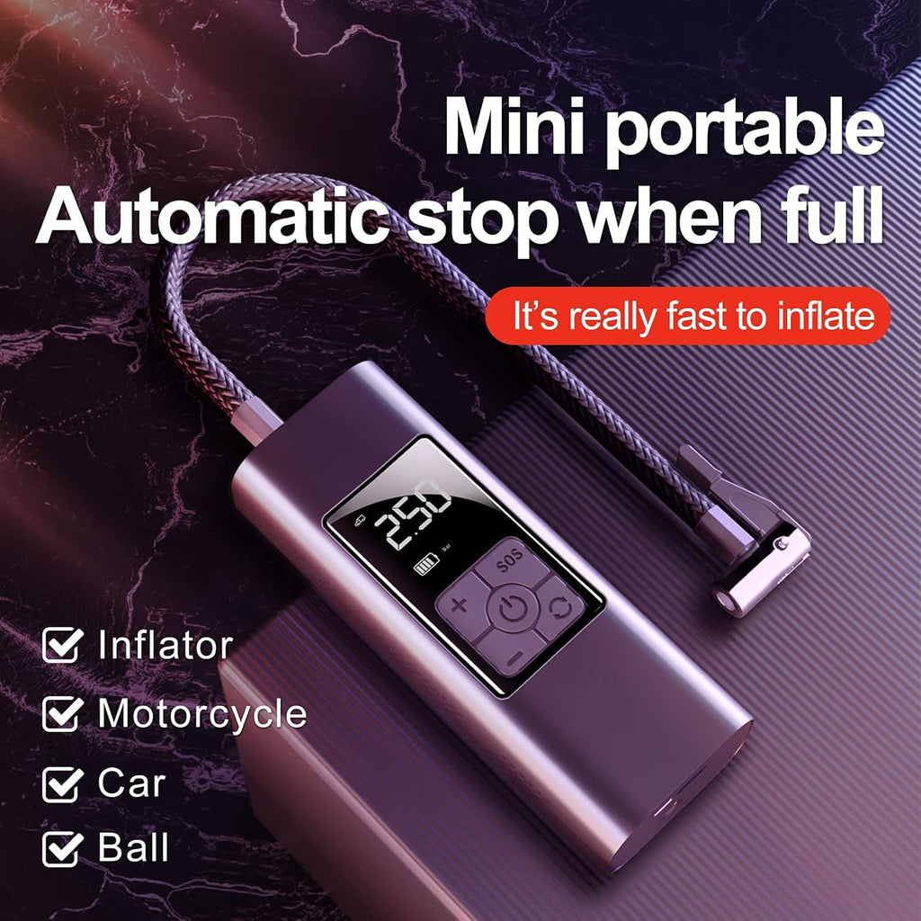 Portable Air Compressor Tire Inflator 150 Psi Wireless Electric Air Pump with Digital Pressure Gauge, LED Light, Pack of 2 E6512
