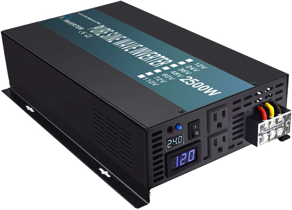 2500W Pure Sine Wave Power Inverter 24V DC to 120V AC H1271