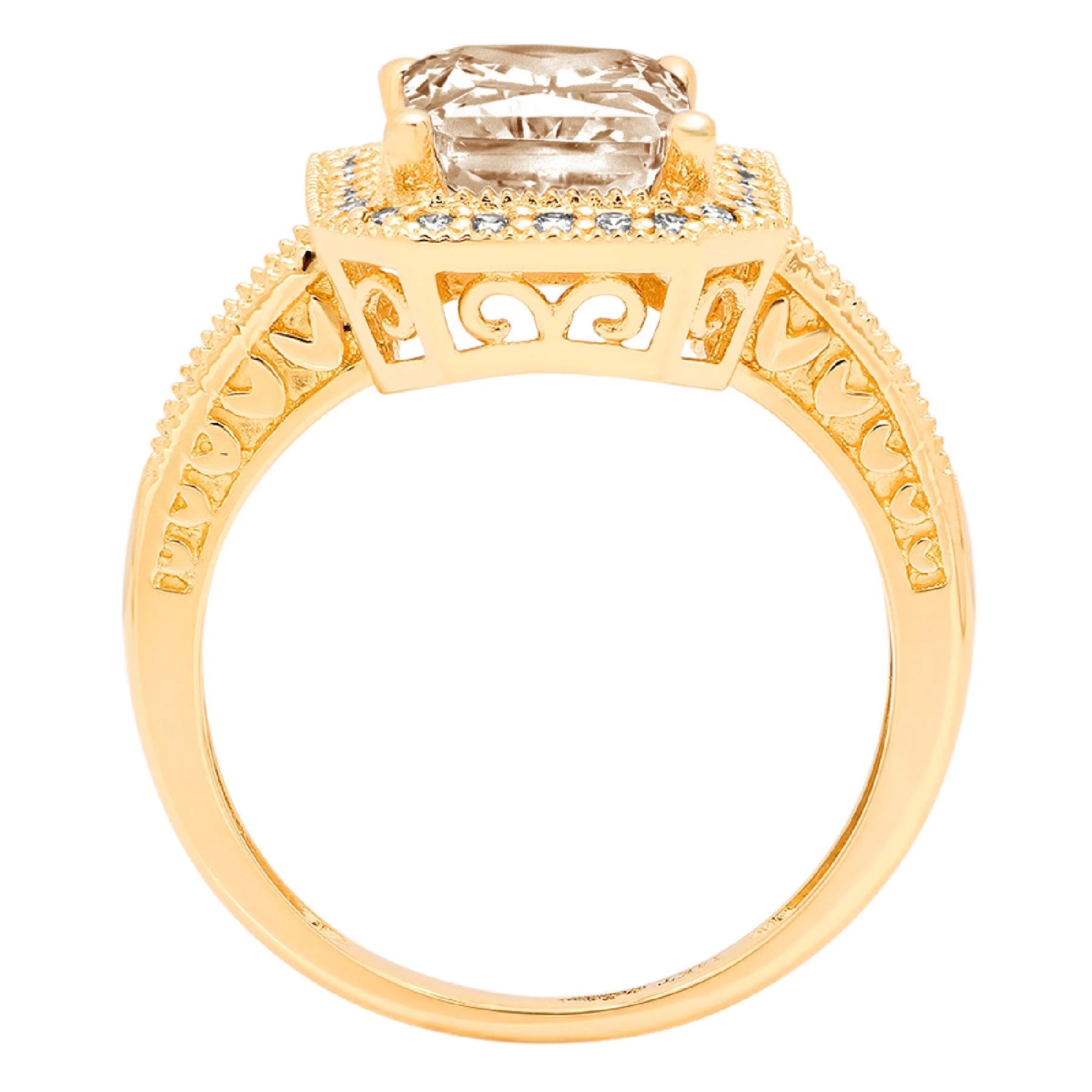 Champagne Simulated Diamond Halo Ring H8980