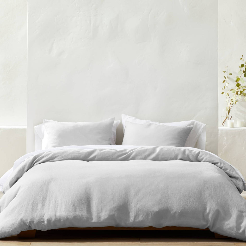 Light Gray Linen Full/Queen Duvet & Sham Set Y1654