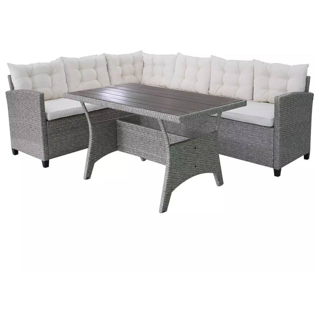 Gray Poly Rattan Garden Corner Sofa Set 12 Piece U2733