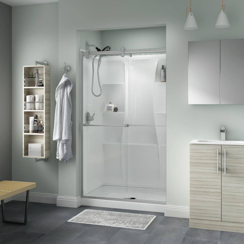 Nickel Sliding Shower Door with Clear Glass P265