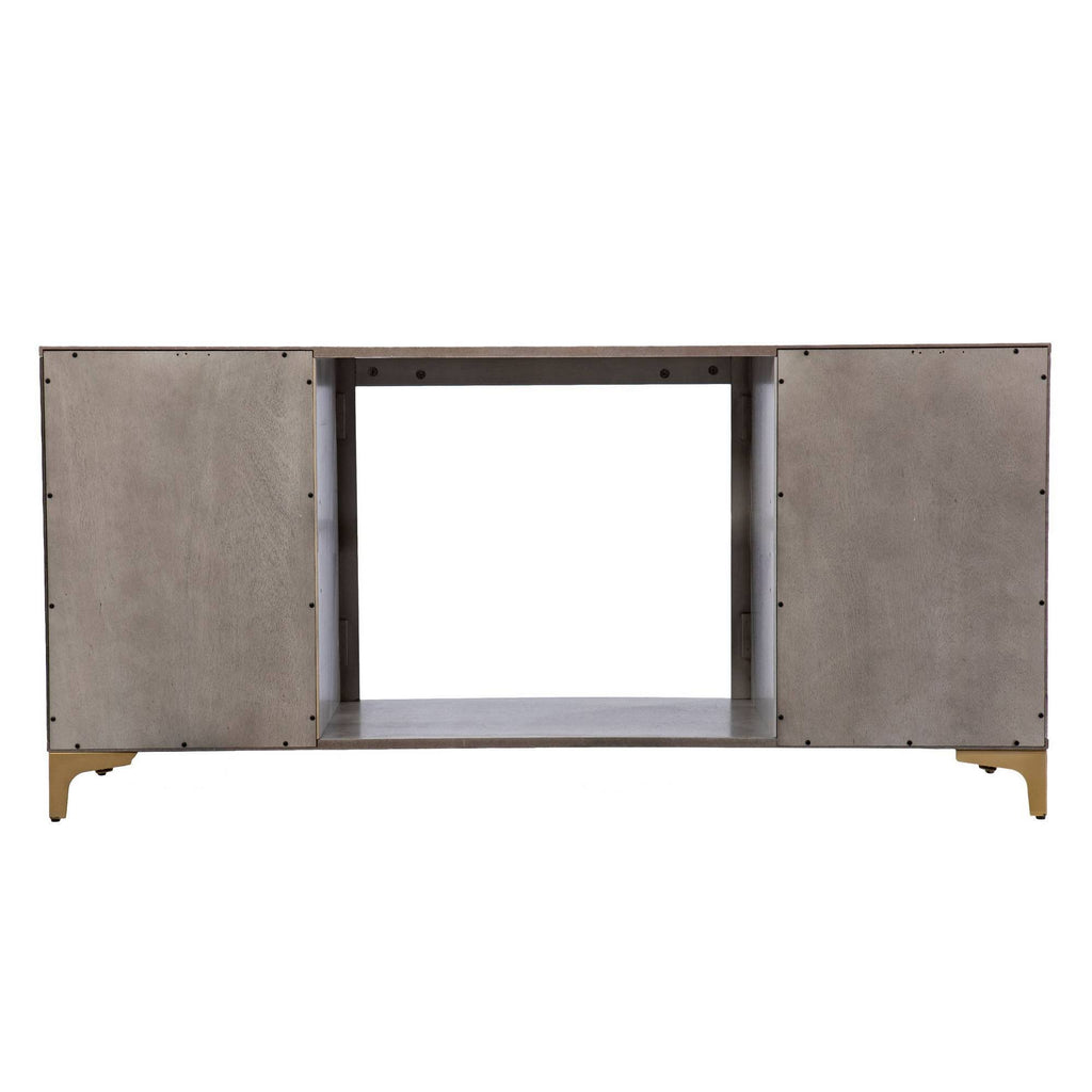 Gray/Gold Smart Fireplace with Media Storage H443764