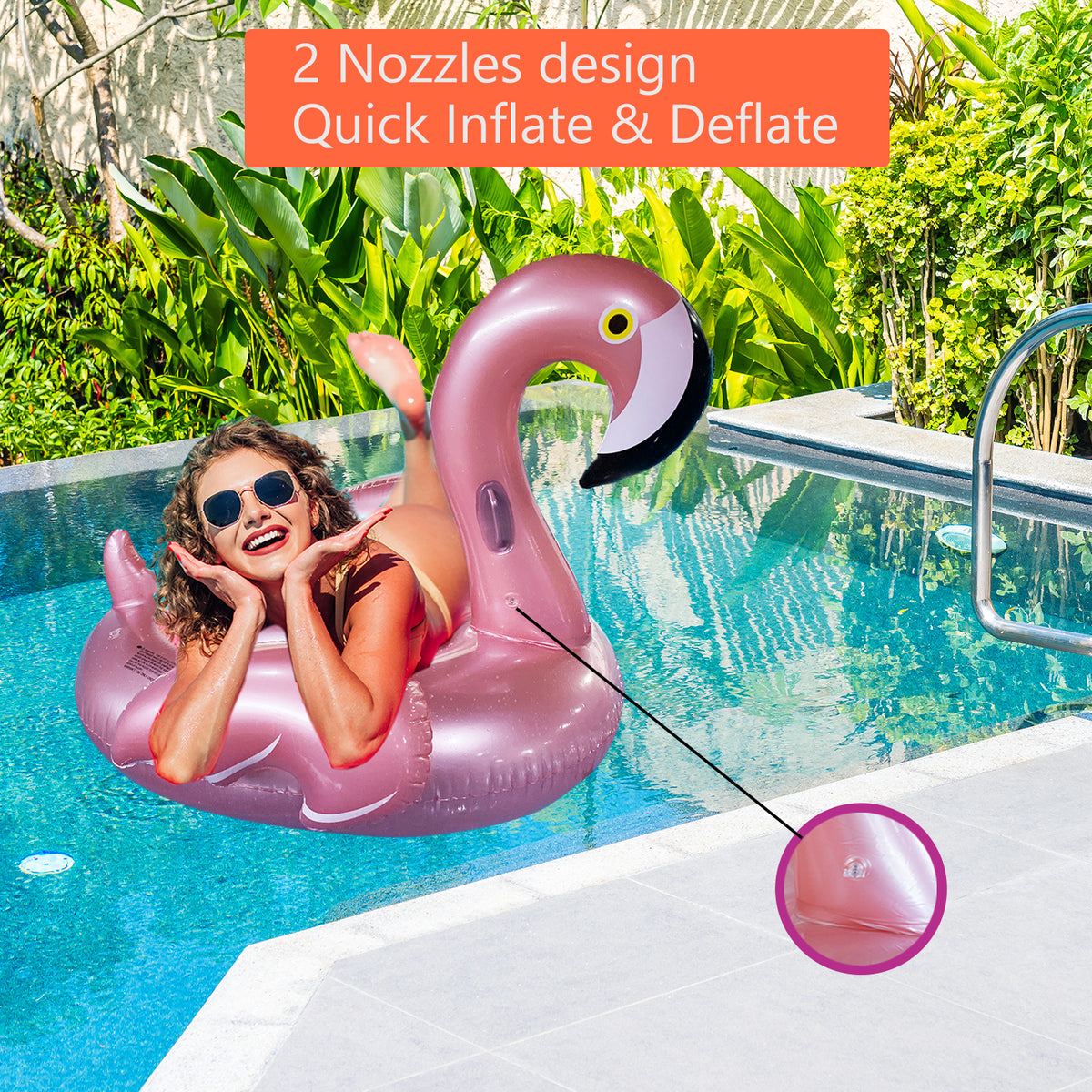 Inflatable Flamingo Pool Float Toy 60x60x34 inches Y87272