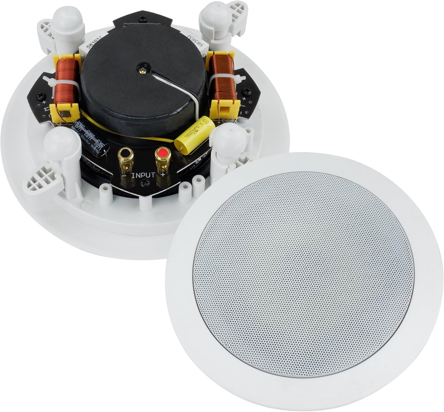 Dual 6-Inch in-Wall/in-Ceiling 2-Way Stereo Sound Speaker with 1" Silk Dome Tweeter and Crossover Network, Pack of 2 W2925