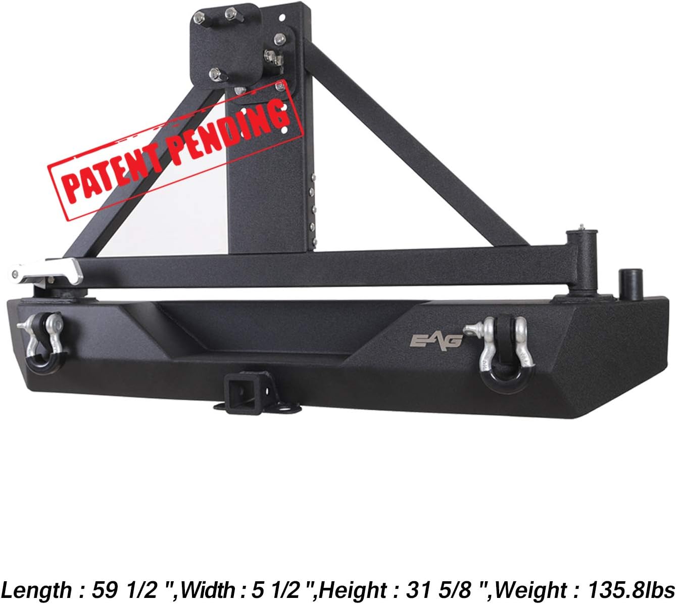 Steel Rear Bumper with Assembled Tire Carrier Black Textured K6521