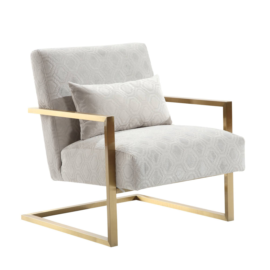 Cream Chenille and Gold Accent Chair E934
