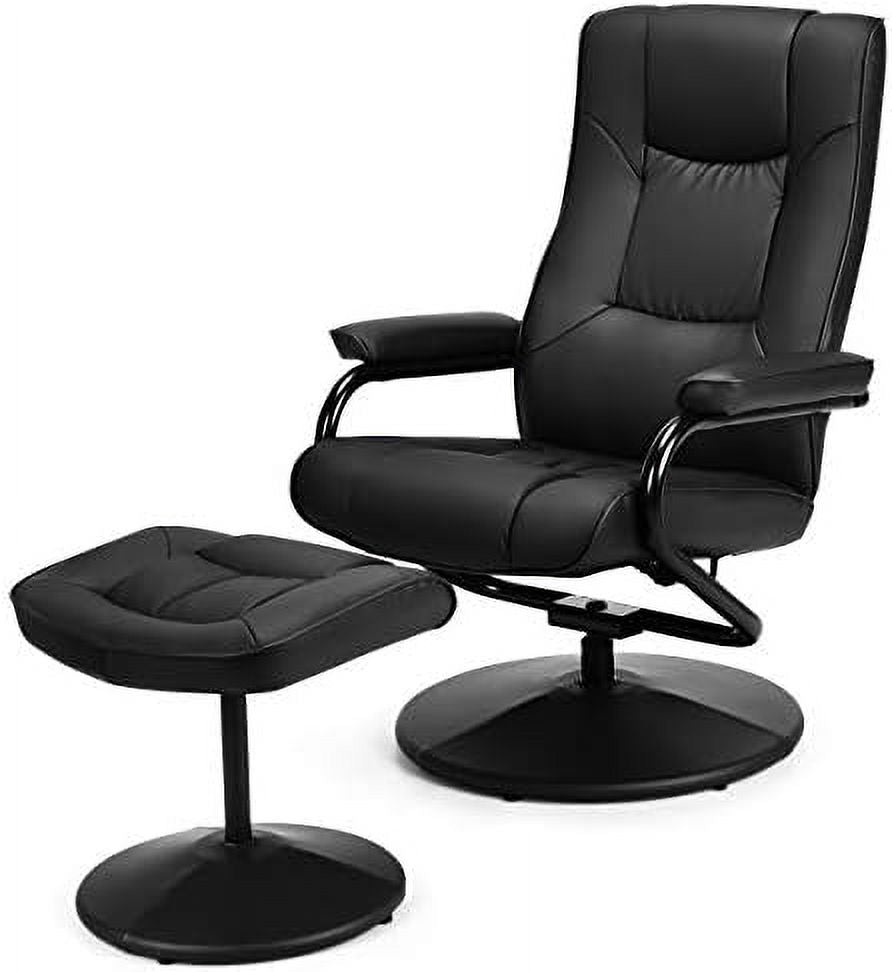 Gray PU Leather Recliner Chair with Ottoman B46368