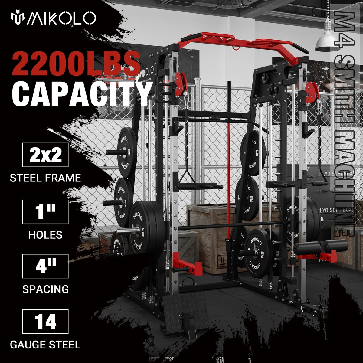 Smith Machine Power Rack Cage with Weight Bench and Cable Crossover System G901