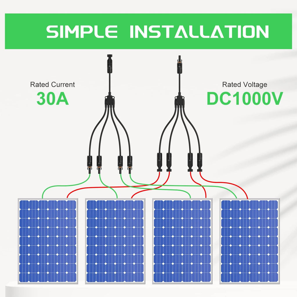 Solar Connectors 30A Y-Branch Cable Parallel Adaptor Pair Pack of 2 F2248
