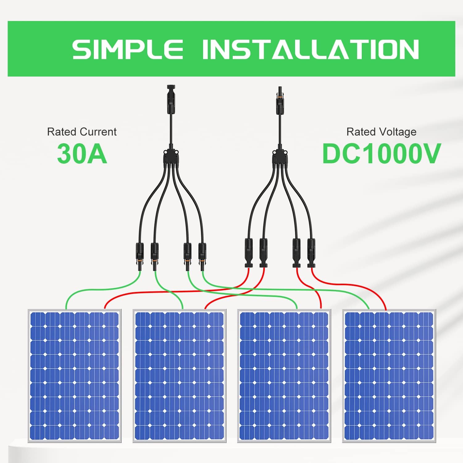 Solar Connectors 30A Y-Branch Cable Parallel Adaptor Pair Pack of 2 F2248