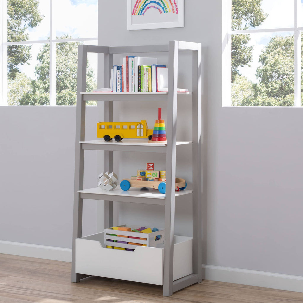 White Grey Ladder Shelf R8929