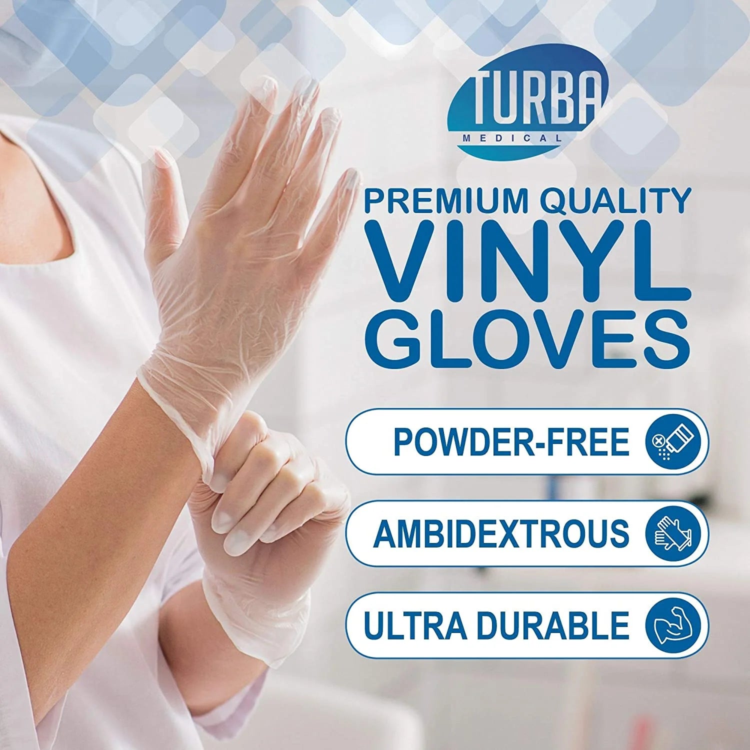 Disposable Vinyl Gloves, 100 Size Large Non Sterile, Powder Free, Latex Free Examination Gloves M731