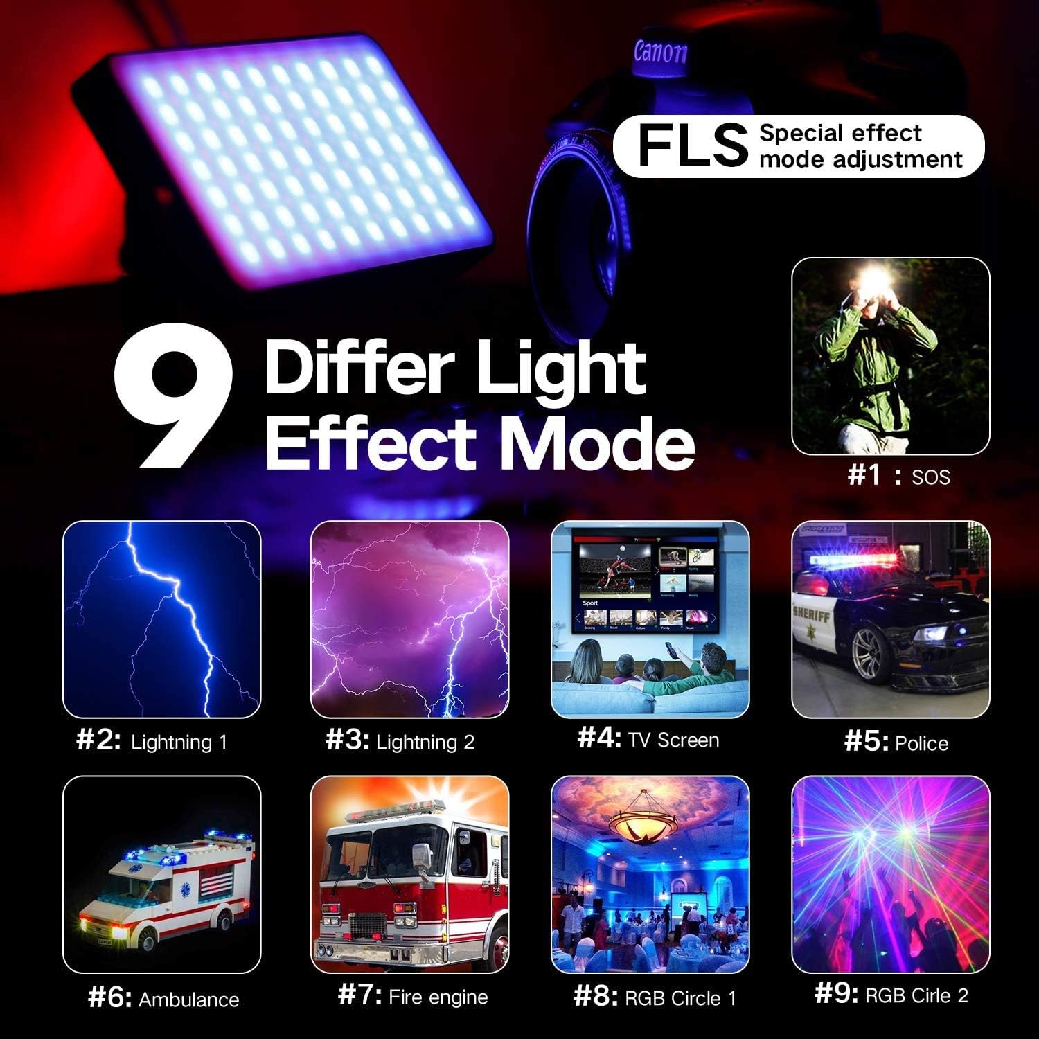 RGB Portable On Camera Light with 4300mAh Lithium Battery O10856