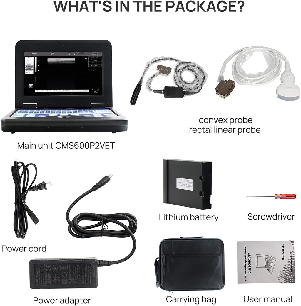 Veterinary Ultrasound Scanner with Convex and Rectal Linear Probe V8838