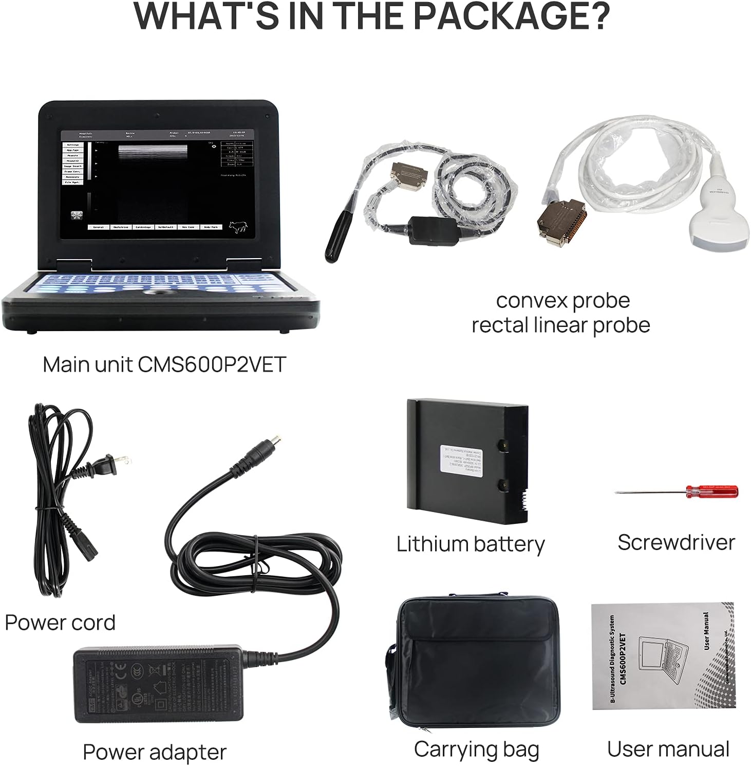 Veterinary Ultrasound Scanner with Convex and Rectal Linear Probe V8838