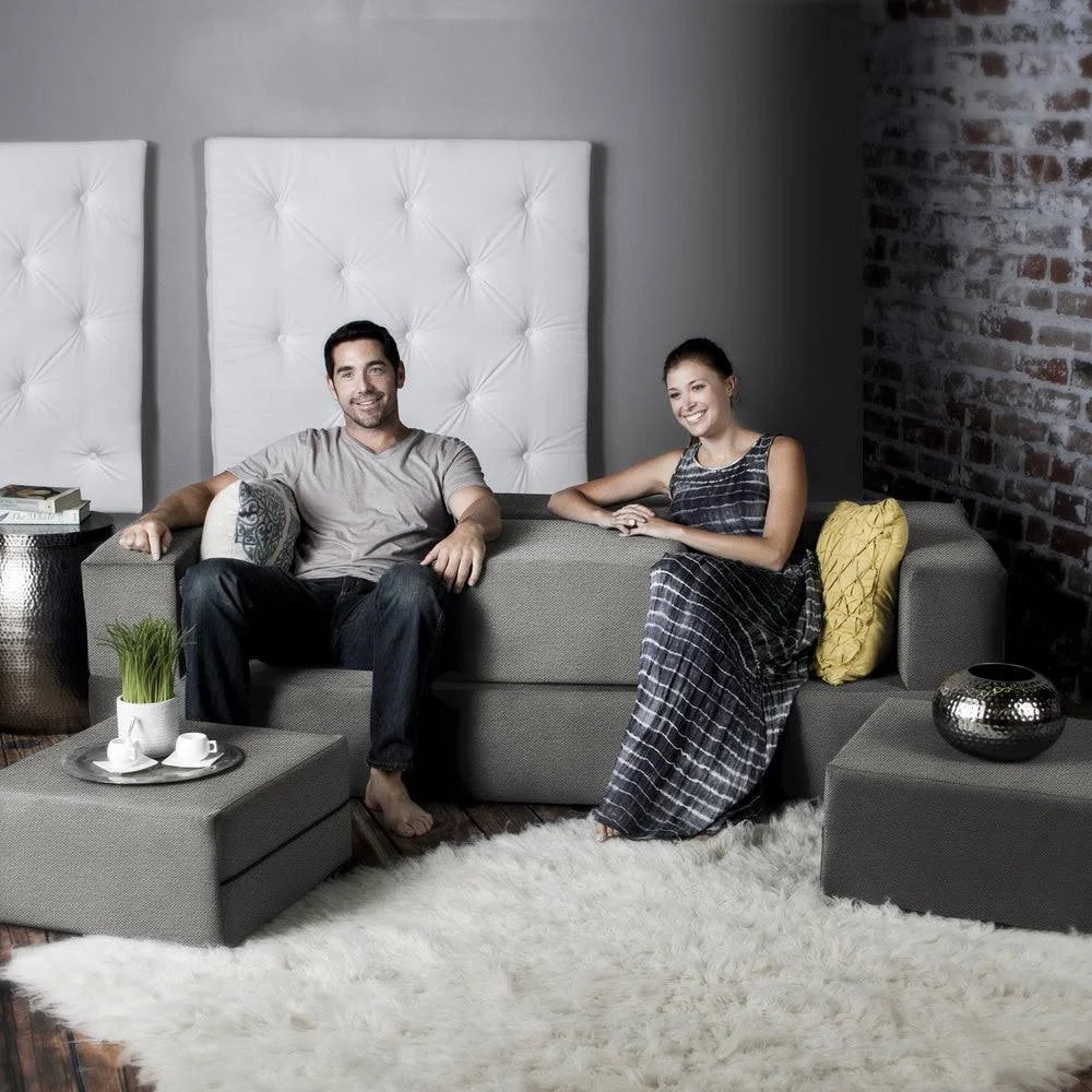 California King Convertible Sleeper Sofa and Ottomans Sand R8477