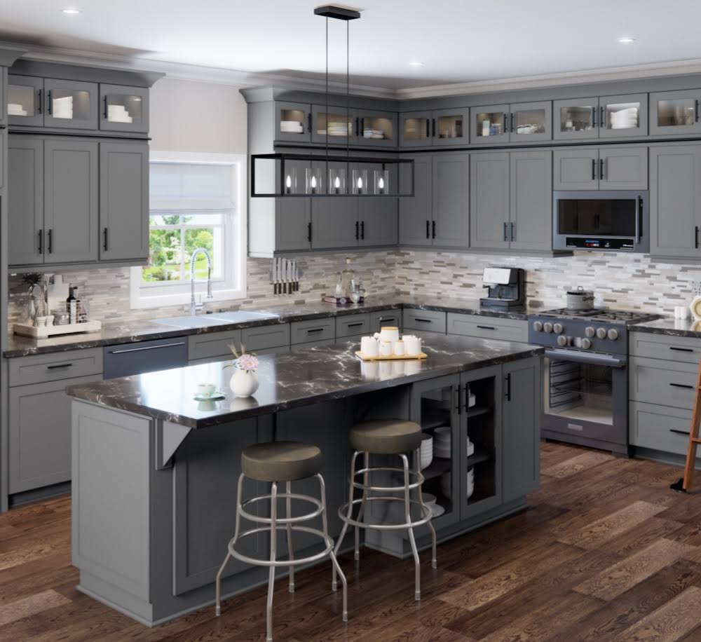 Grey 2 Doors 1 Drawer 1 Shelf 2 Rollout Shelves Base Cabinet X914