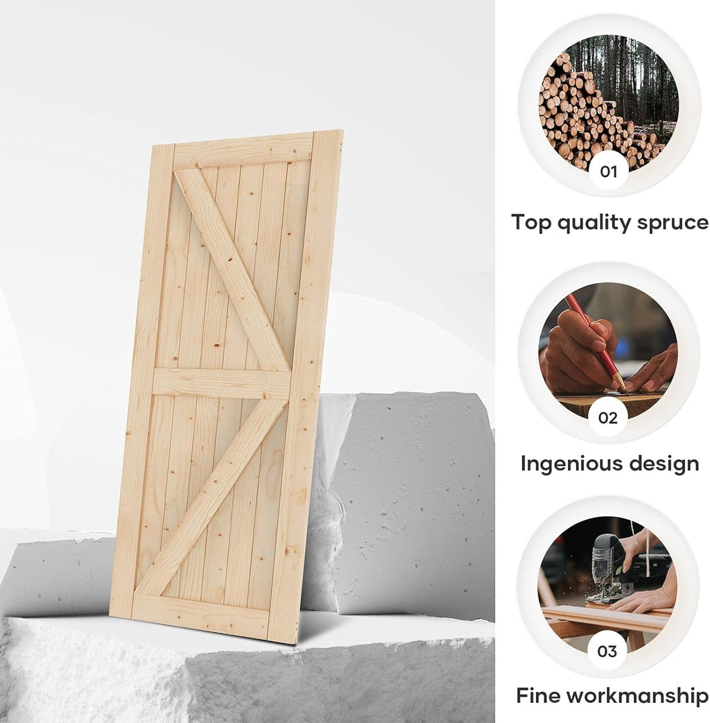 Solid Natural Spruce Sliding Barn Door V574