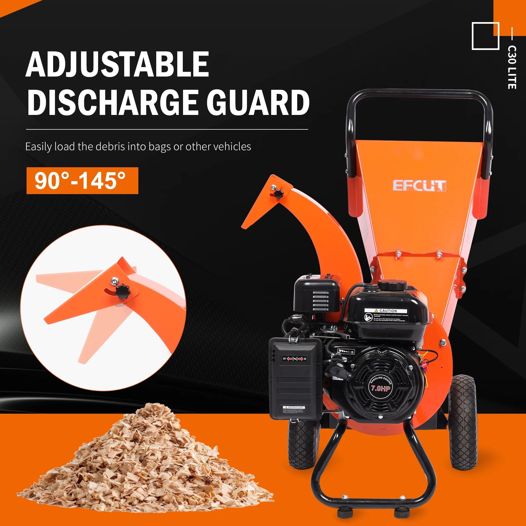 7 HP 212cc Gas Powered Wood Chipper Shredder V1313