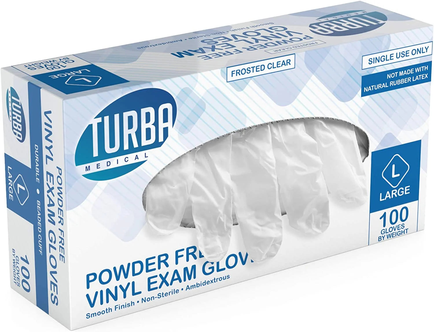 Disposable Vinyl Gloves, 100 Size Large Non Sterile, Powder Free, Latex Free Examination Gloves M731