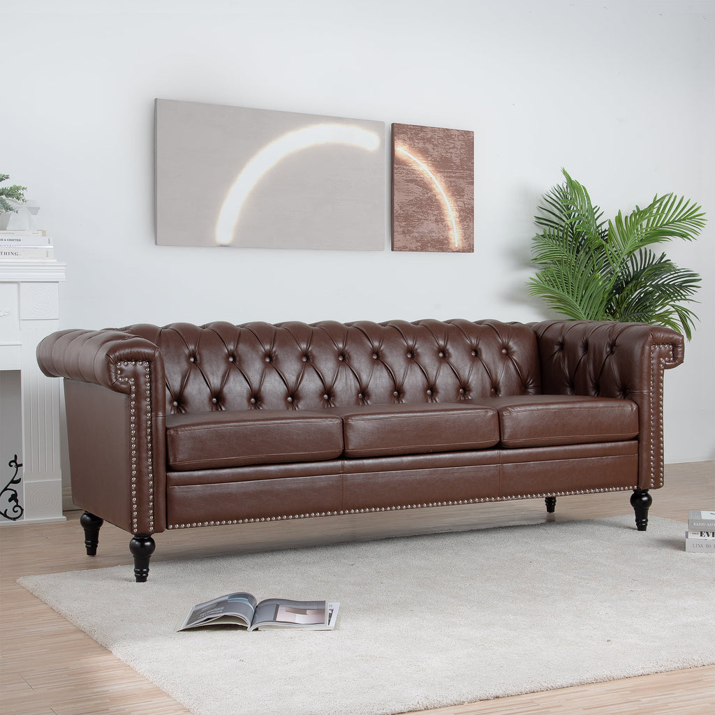 Traditional Square Arm 3 Seater Sofa with Removable Cushion M81731