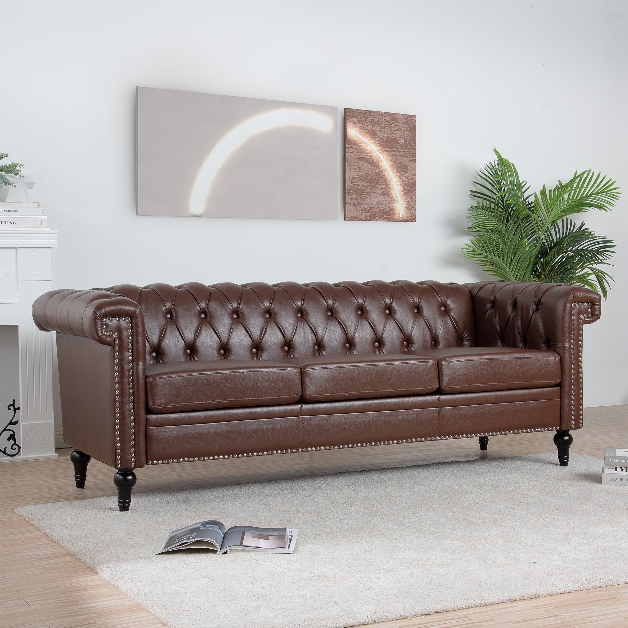 Traditional Square Arm 3 Seater Sofa with Removable Cushion M81731