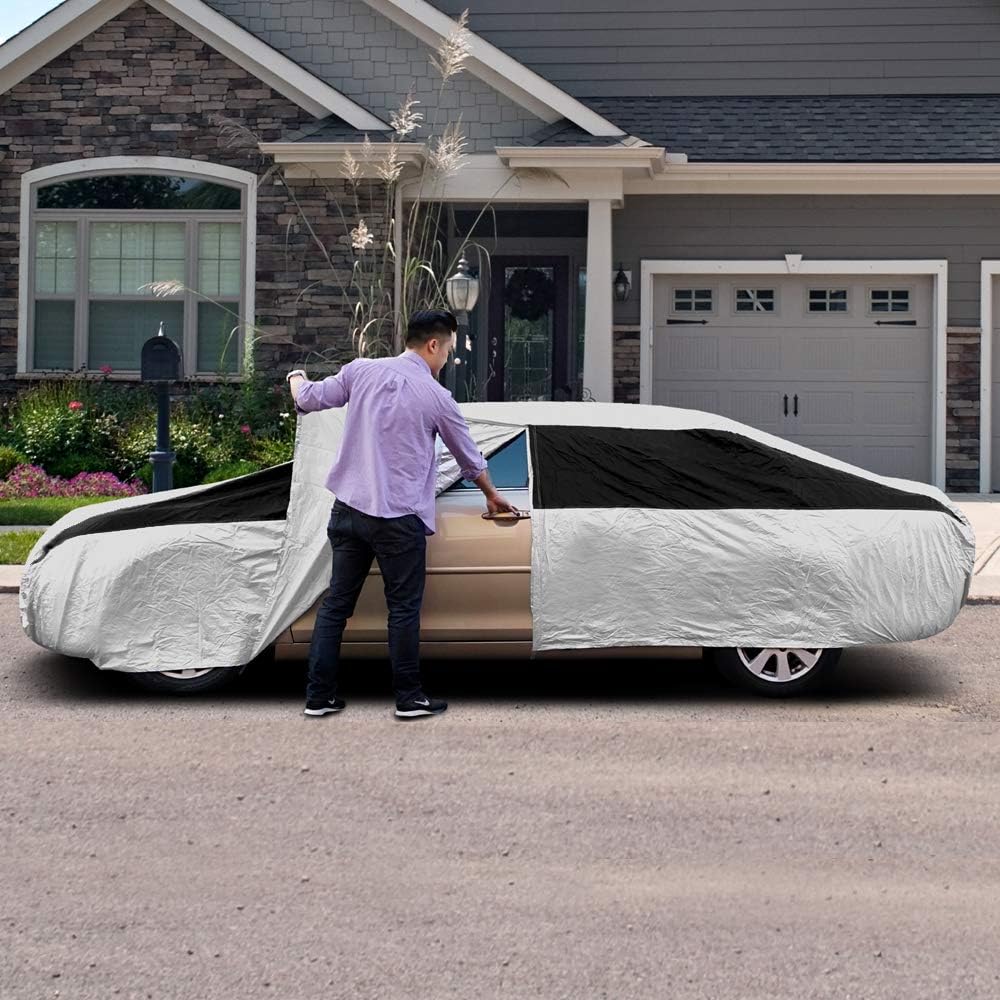 Lightweight Poly 210T Waterproof Car Cover for Large Sedans, Pack of 2 A12031