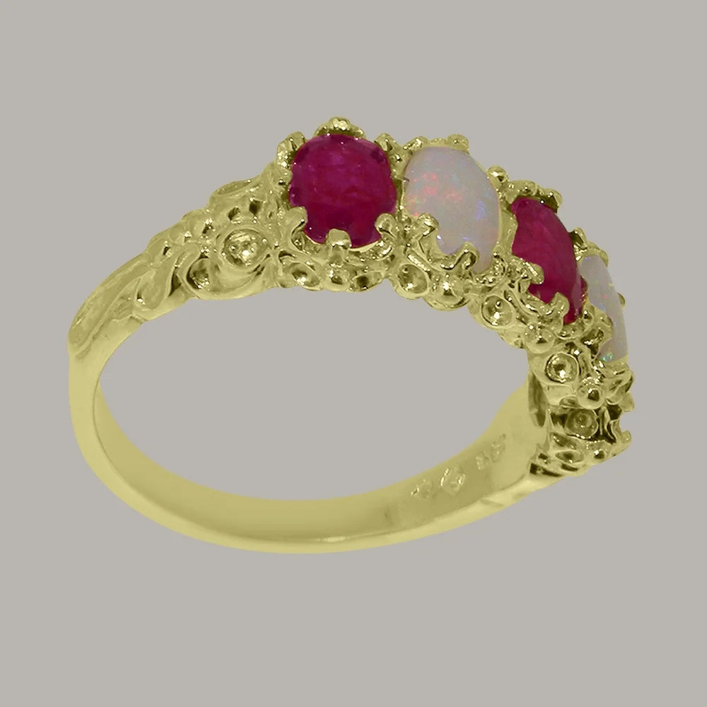 18k Yellow Gold Natural Ruby & Opal Eternity Ring K870
