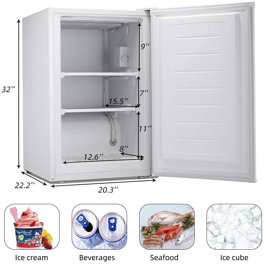 White Compact Upright Freezer with Reversible Single Door N858
