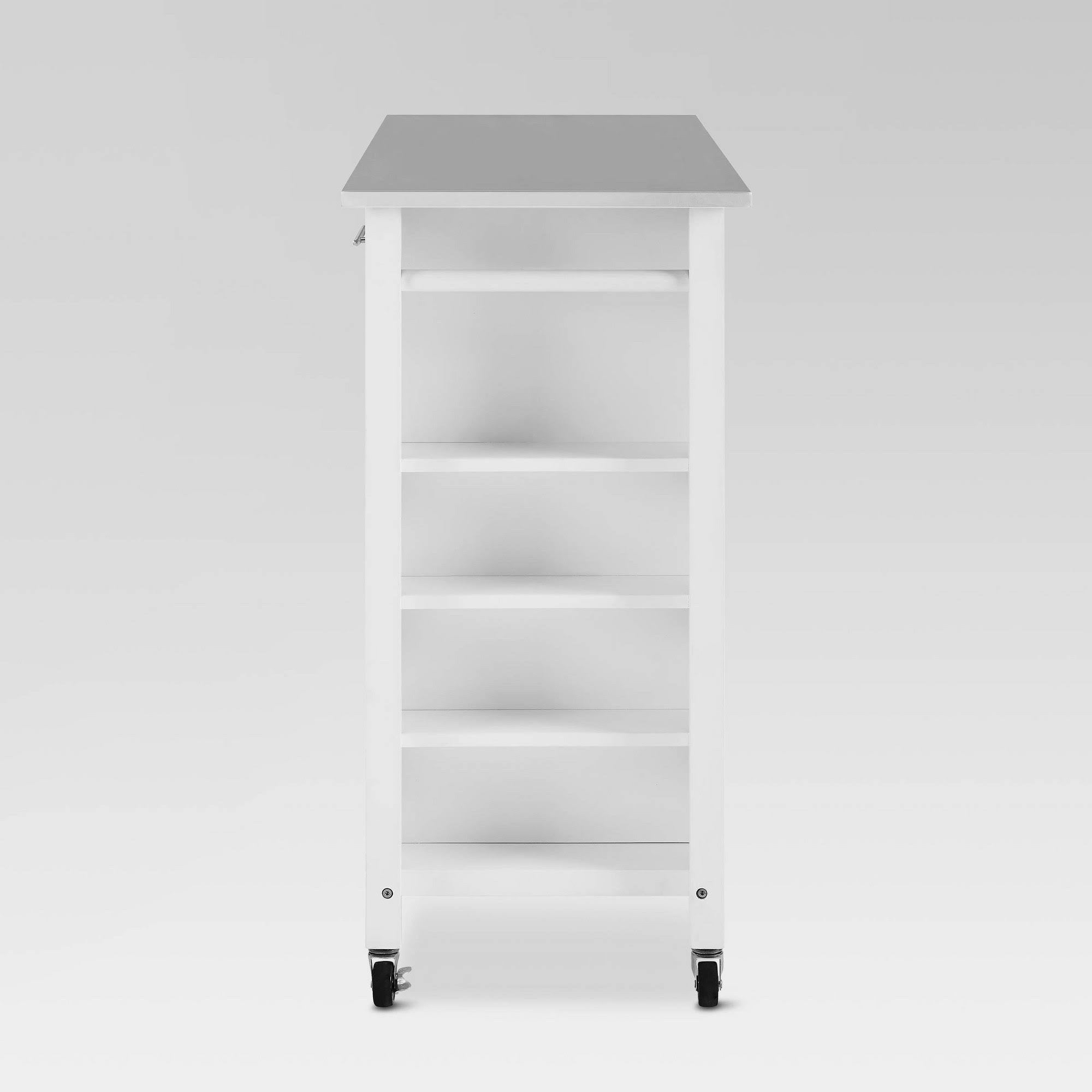 White Stainless Steel Top Full-Size Kitchen Island Cart L3084