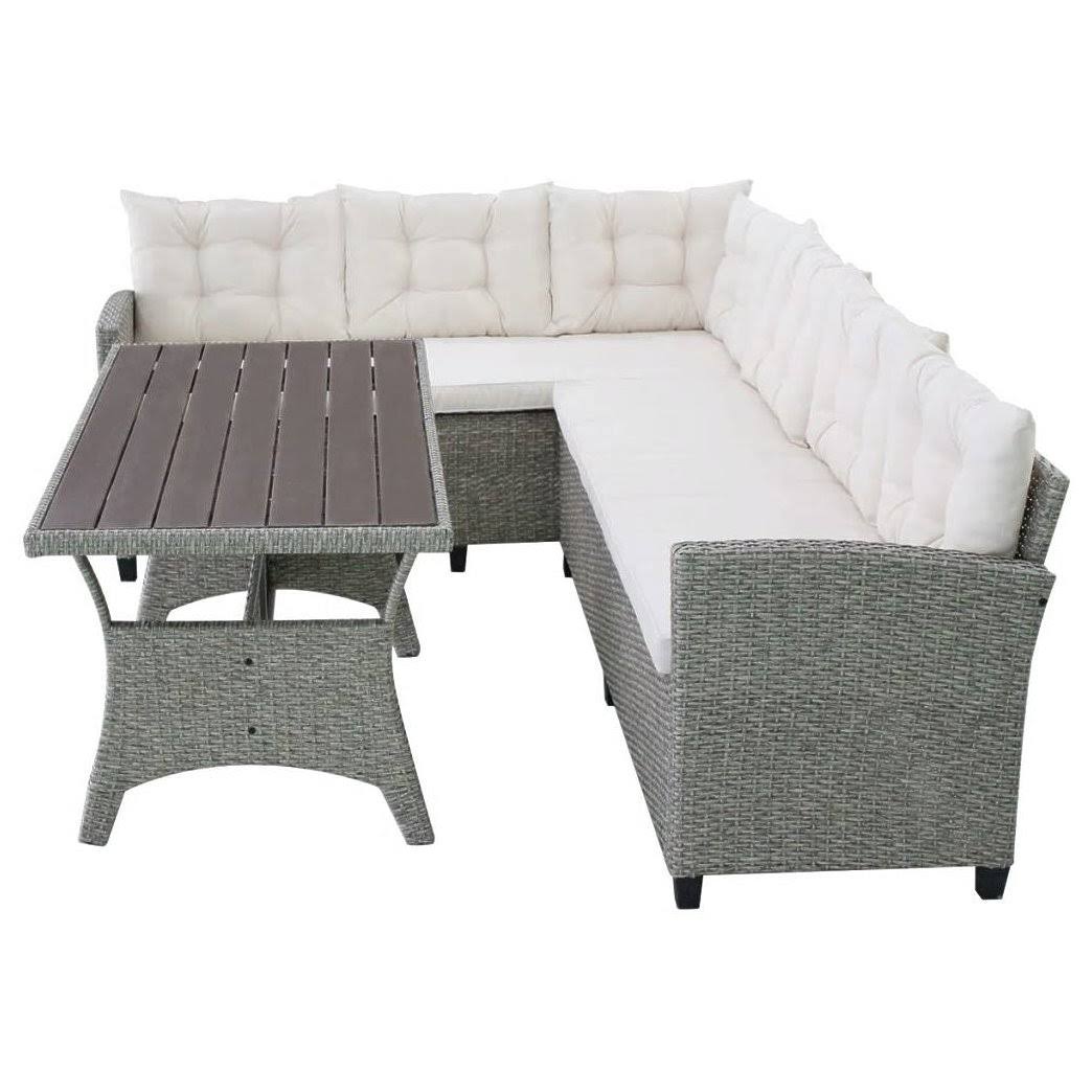 Gray Poly Rattan Garden Corner Sofa Set 12 Piece U2733