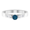 London Blue Topaz Solitaire and Diamond Ring, 925 Sterling Silver F44397